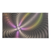 Abstraktes schlankes, buntes 3D-Fraktal Kissenbezug (Rückseite)