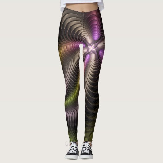 Abstraktes schlankes, buntes 3D-Fraktal Leggings (Vorderseite)