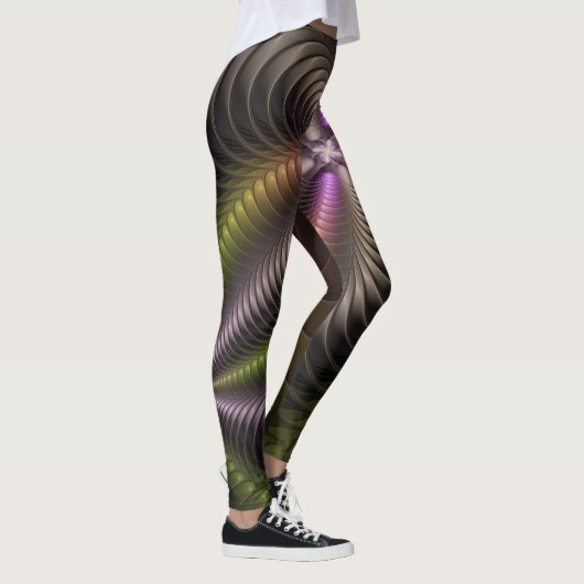 Abstraktes schlankes, buntes 3D-Fraktal Leggings (Rechts)