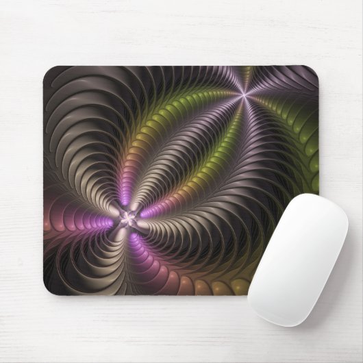 Abstraktes schlankes, buntes 3D-Fraktal Mousepad (Mit Mouse)