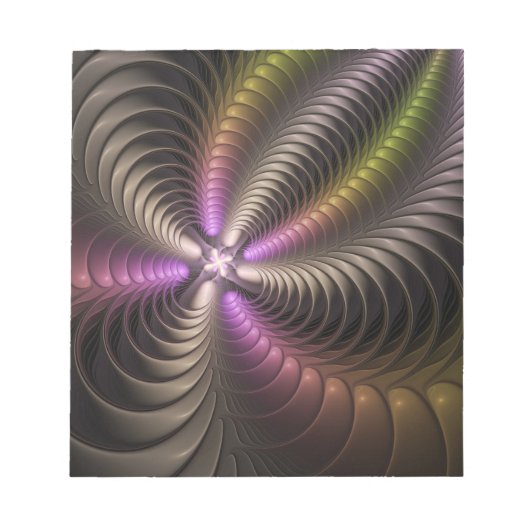 Abstraktes schlankes, buntes 3D-Fraktal Notizblock (Vorderseite)