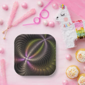Abstraktes schlankes, buntes 3D-Fraktal Pappteller (Party)
