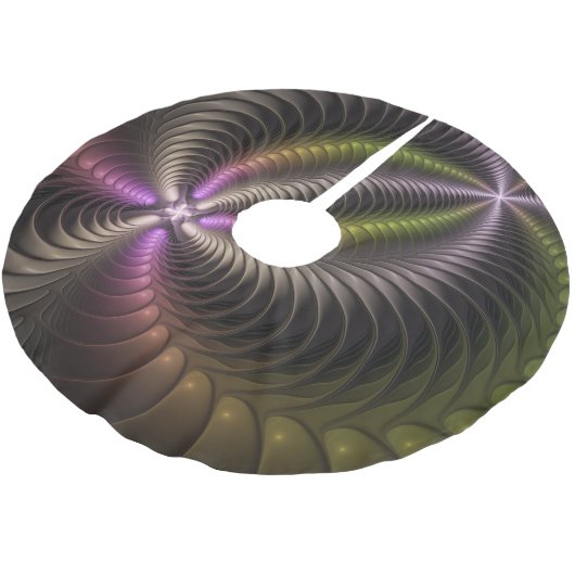 Abstraktes schlankes, buntes 3D-Fraktal Polyester Weihnachtsbaumdecke (Schrägansicht)