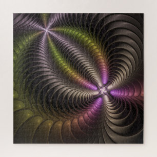 Abstraktes schlankes, buntes 3D-Fraktal Puzzle