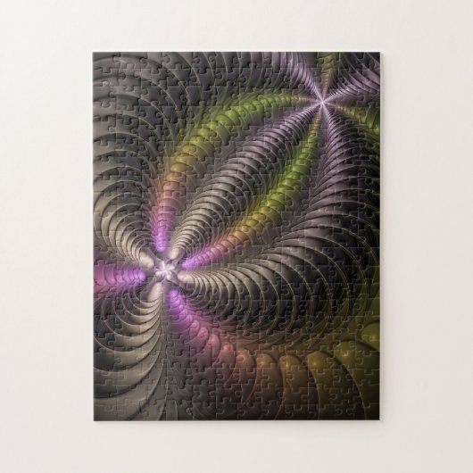 Abstraktes schlankes, buntes 3D-Fraktal Puzzle (Vertikal)