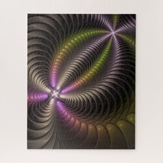 Abstraktes schlankes, buntes 3D-Fraktal Puzzle (Vertikal)