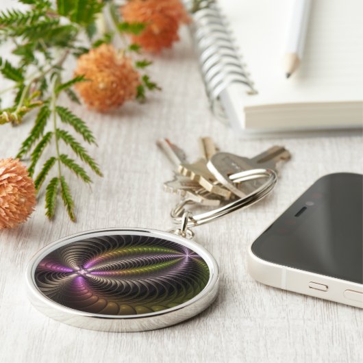 Abstraktes schlankes, buntes 3D-Fraktal Schlüsselanhänger (Seite)