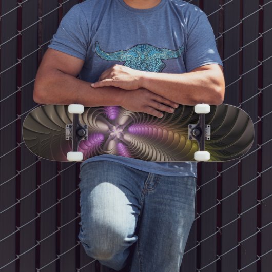 Abstraktes schlankes, buntes 3D-Fraktal Skateboard (Außenbereich 3)