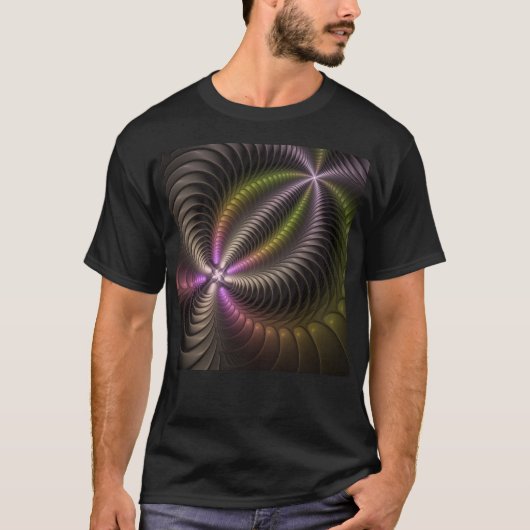Abstraktes schlankes, buntes 3D-Fraktal T-Shirt (Vorderseite)