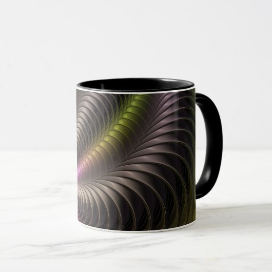 Abstraktes schlankes, buntes 3D-Fraktal Tasse (VorderseiteRechts)