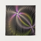 Abstraktes schlankes, buntes 3D-Fraktal Wandteppich (Vorderseite (Horizontal))
