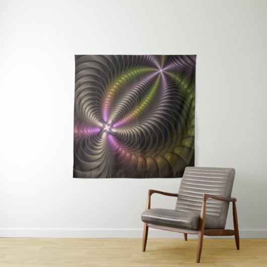 Abstraktes schlankes, buntes 3D-Fraktal Wandteppich (Beispiel)