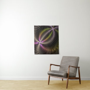 Abstraktes schlankes, buntes 3D-Fraktal Wandteppich