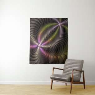 Abstraktes schlankes, buntes 3D-Fraktal Wandteppich