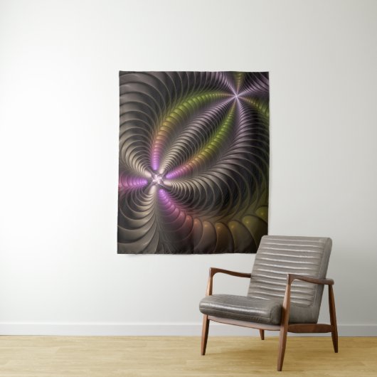 Abstraktes schlankes, buntes 3D-Fraktal Wandteppich (Beispiel)