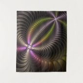 Abstraktes schlankes, buntes 3D-Fraktal Wandteppich (Vorderseite)