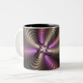 Abstraktes schlankes, buntes 3D-Fraktal Zweifarbige Tasse (Vorderseite Links)