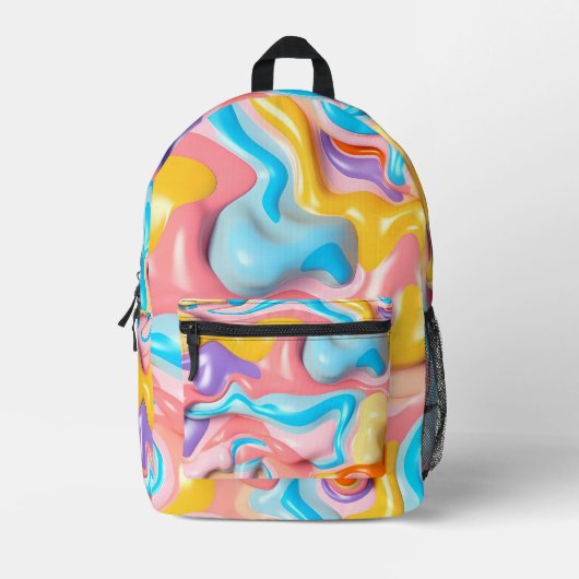 Abstraktes schlankes Plastikfluid Bedruckter Rucksack (Vorderseite)