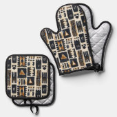 Abstraktes Schmuckmuster Ofenhandschuh & Topflappen-Set (Vorderseite/Rückseite)