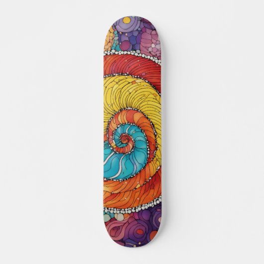 Abstraktes Schnecken Muster, multicolor Skateboard (Vorne)