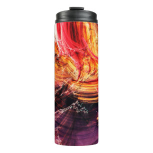 Abstraktes schönes lila, rotes und gelbes helles c thermosbecher