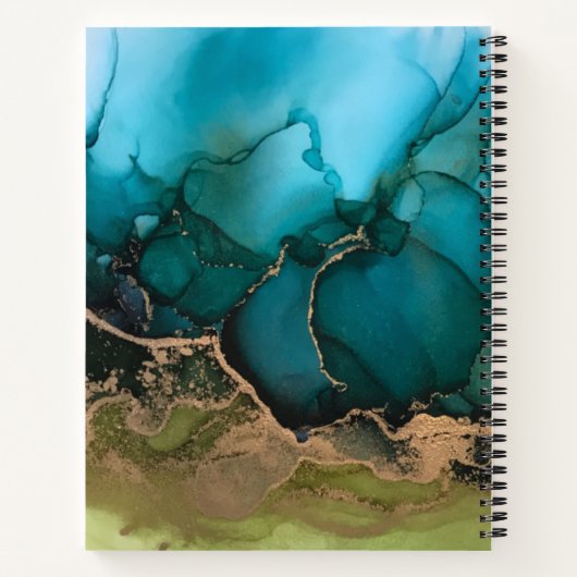 Abstraktes Schwarz-Aquamarin-Monogram-Notebook Notizblock (Rückseite)