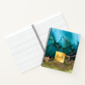 Abstraktes Schwarz-Aquamarin-Monogram-Notebook Notizblock (Innenseite)