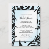 Abstraktes Schwarz-Blau-Brautparty Einladung (Vorderseite)