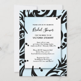 Abstraktes Schwarz-Blau-Brautparty Einladung