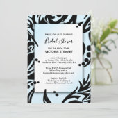 Abstraktes Schwarz-Blau-Brautparty Einladung (Stehend Vorderseite)