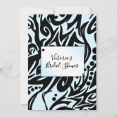 Abstraktes Schwarz-Blau-Brautparty Einladung (Rückseite)