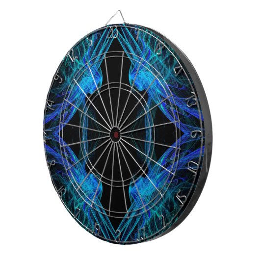 Abstraktes Schwarz/Blau-Fraktal-Dart-Motherboard Dartscheibe (Vorderseite rechts)