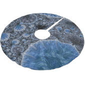 Abstraktes Schwarz-Blau-Fraktal Polyester Weihnachtsbaumdecke (Schrägansicht)