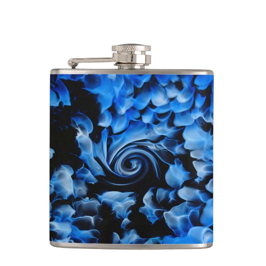 Abstraktes Schwarz-Blau-Glas Flachmann (Vorderseite)