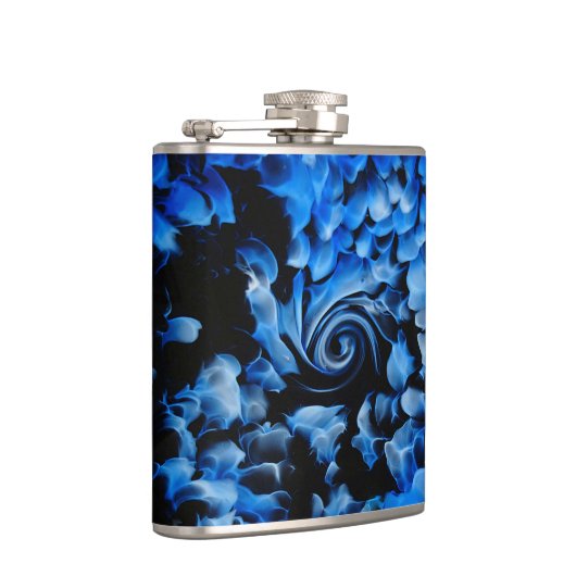 Abstraktes Schwarz-Blau-Glas Flachmann (Rechts)