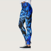 Abstraktes Schwarz-Blau-Glas Leggings (Links)