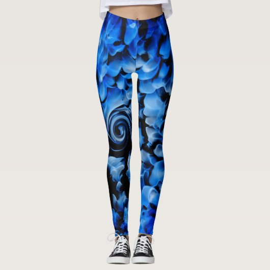 Abstraktes Schwarz-Blau-Glas Leggings (Vorderseite)