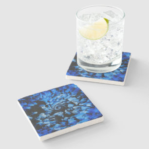 Abstraktes Schwarz-Blau-Glas Steinuntersetzer