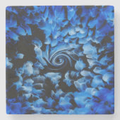 Abstraktes Schwarz-Blau-Glas Steinuntersetzer (Vorderseite)