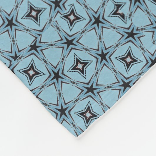 Abstraktes Schwarz-Blau-Muster Fleecedecke (Ecke)