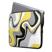 Abstraktes Schwarz-Gelb-Fluid Laptopschutzhülle (Vorderseite Links)