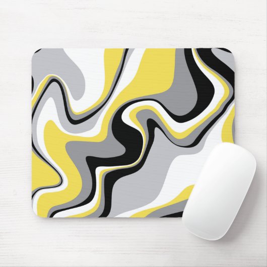 Abstraktes Schwarz-Gelb-Fluid Mousepad (Mit Mouse)