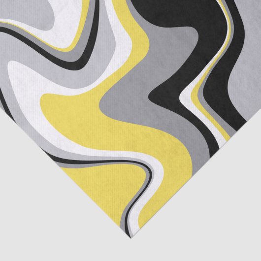 Abstraktes Schwarz-Gelb-Fluid Seidenpapier (Ausschnitt)