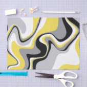 Abstraktes Schwarz-Gelb-Fluid Seidenpapier (Handwerk)