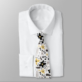 Abstraktes Schwarz-Gelb-Graues Blumenmuster Krawatte (Gebunden)