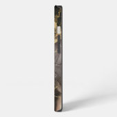 Abstraktes Schwarz-Gold-Marmor iPhone Hülle (Linke Seite)