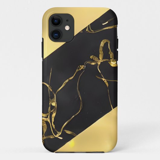 Abstraktes Schwarz-Gold-Muster Case-Mate iPhone Hülle (Rückseite)