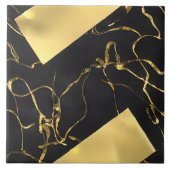 Abstraktes Schwarz-Gold-Muster Fliese (Vorderseite)