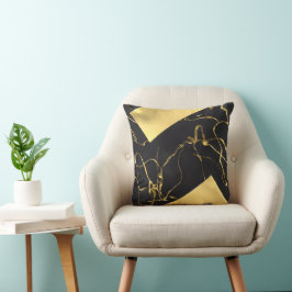 Abstraktes Schwarz-Gold-Muster Kissen