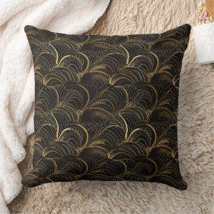 Abstraktes Schwarz-Gold-Muster Kissen